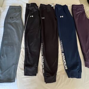 5 pairs Under Armour Kids' Jogger Pants - Gray, Black, Navy, Purple YL